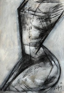 Ioannis Kadras, Mixed Media (Charcoal on Paper) Drawing, 70 x 50 cm ( excluding Passepartout and Frame)