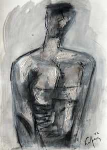 Ioannis Kadras, Mixed Media ( Charcoal), Drawing, 50 x 70 cm excluded Passepartout Size .