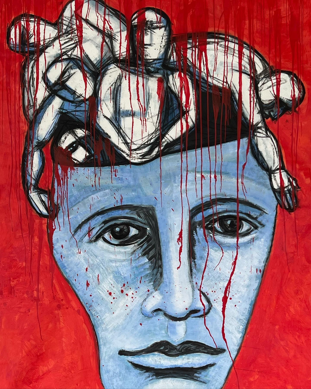 Ioannis Kadras, Mixed Media on Canvas, 300 x 220cm, 2024.