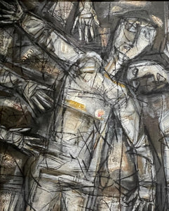 Ioannis Kadras, Mixed Media on Plywood, 240 x 120 cm, 2021