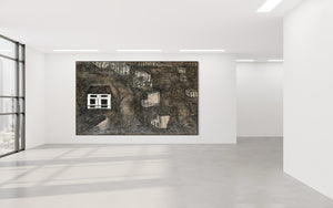 Ioannis Kadras, Mixed Media on Burlap, 240 x 360 cm, 2023