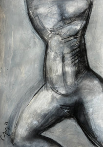 Ioannis Kadras, Mixed Media (Charcoal on Paper) Drawing, 70 x 50 cm ( excluding Passepartout and Frame)