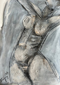 Ioannis Kadras, Mixed Media (Charcoal on Paper) Drawing, 70 x 50 cm ( excluding Passepartout and Frame)