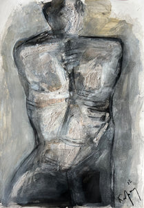 Ioannis Kadras, Mixed Media ( Charcoal), Drawing, 50 x 70 cm excluded Passepartout Size .