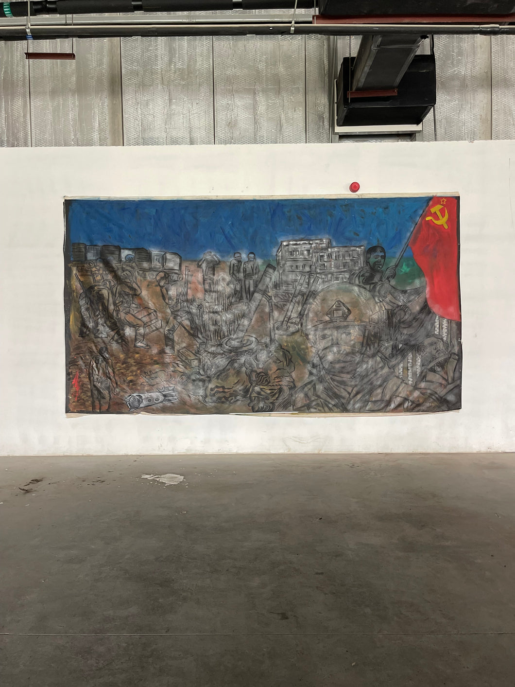 Ioannis Kadras, Mixed Media on Canvas, 220x 380 cm, 2023