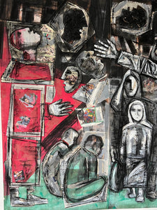 Ioannis Kadras, Mixed Media on Plywood, 480 x 240 cm, 2024