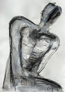 Ioannis Kadras, Mixed Media (Charcoal on Paper) Drawing, 70 x 50 cm ( excluding Passepartout and Frame)