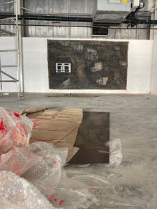 Ioannis Kadras, Mixed Media on Burlap, 240 x 360 cm, 2023