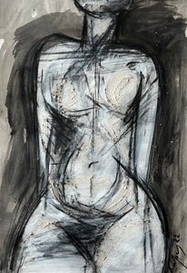 Ioannis Kadras, Mixed Media (Charcoal on Paper) Drawing, 70 x 50 cm ( excluding Passepartout and Frame)